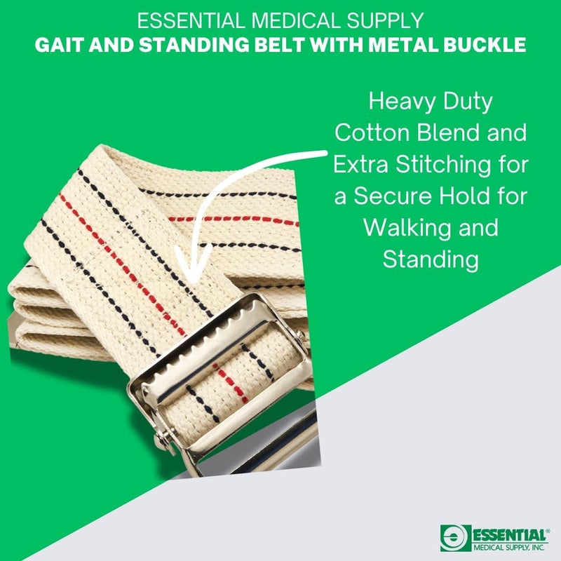 Essential Medical Supply Gait Belt with Metal Buckle, 54 Inch, White - Image 5